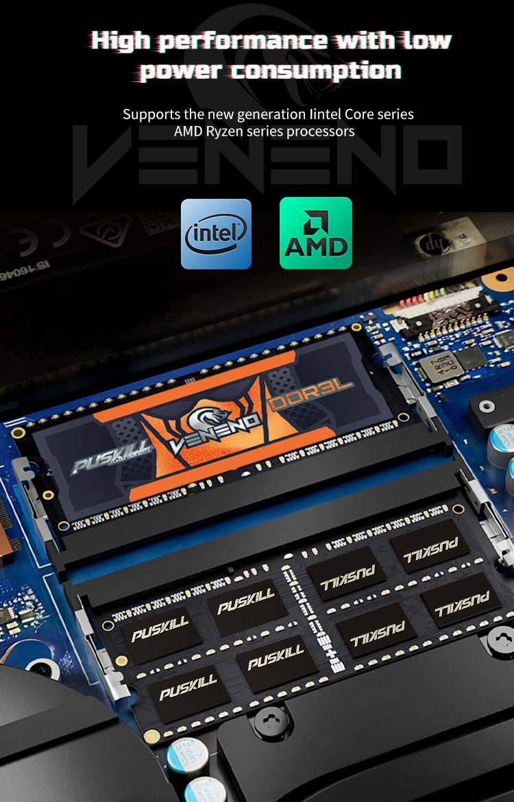 PUSKILL Broad Compatibility DDR3 Notebook Memory Stick Fit Mainstream Old-Generation Laptop Motherboards Compatibility DDR3 Notebook Memory