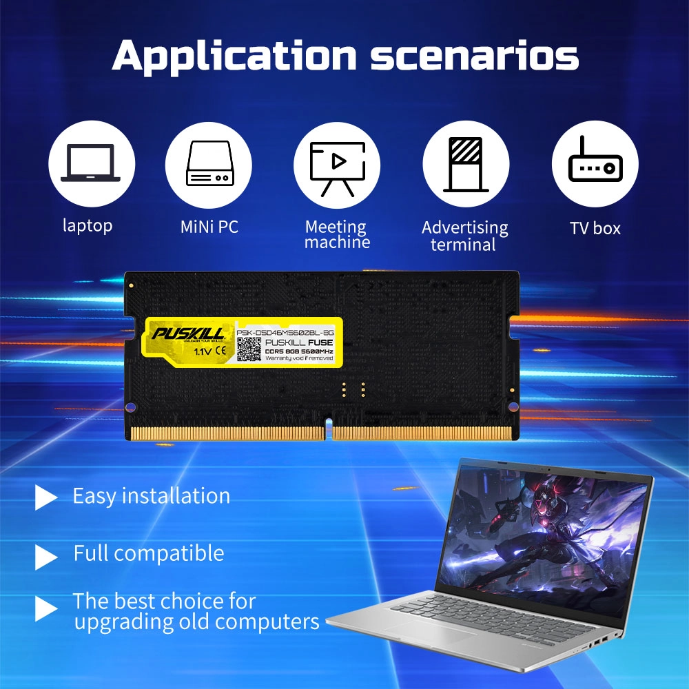 PUSKILL 1.1V DDR5 SODIMM RAM for High-Performance Notebook Upgrades low power ddr5 notebook memory