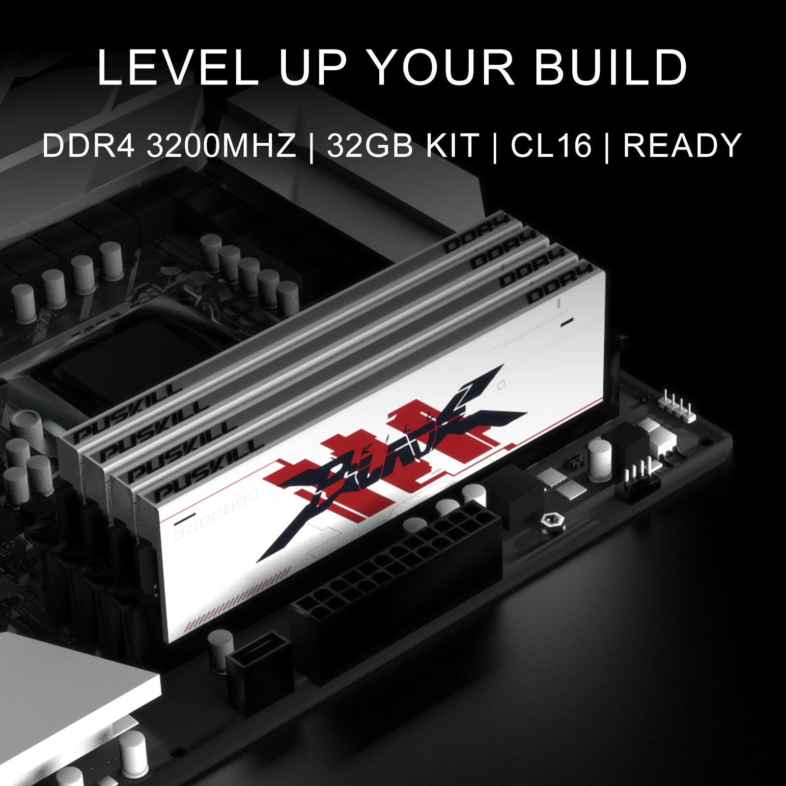 PUISKILL DDR4 Desktop Memory Enhanced Heat Dissipation RAM for Long Hour Streaming & Video Rendering Workstation High Capacity DDR4 Desktop RAM