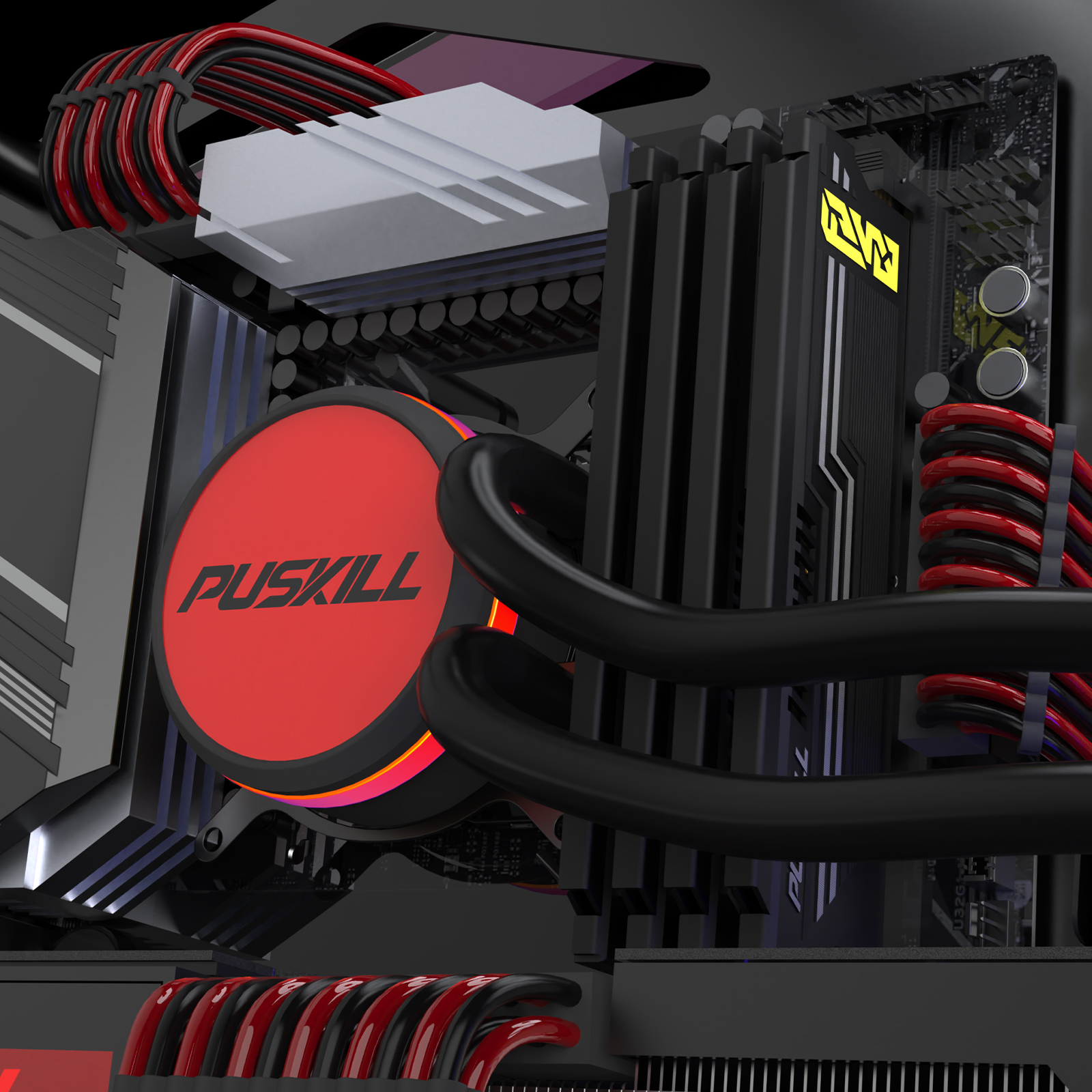 PUSKILL Stylish Heatsink DDR5 PC Memory Wide Motherboard Compatibility for Custom Gaming Rig & Home High-End Computer Assembly puskill ddr5 ecc desktop ram 8gb/16gb/32gb 4800mhz/5600mhz/6000mhz in stock for computer games ps5 support customised