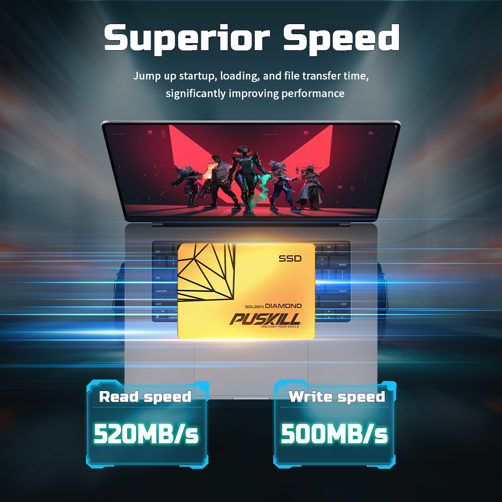 PUSKILL 2.5 Inch SATA SSD Simple Installation Obvious Performance Boost for Outdated Computer Equipment 2.5 Inch SATA SSD