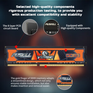 puskill ddr3 1.5v 2gb/4gb/8gb 1333mhz/1600mhz for desktop ram